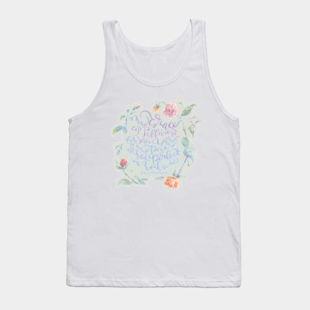 My Grace is Sufficient - 2 Corinthians 12:9 / sage Tank Top by joyfultaylor